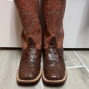 Tony Lama Brown Ostrich Leather Western Boots